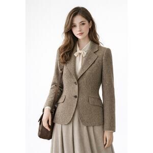 Vintage Fox Run  Womens Tweed Blazer Sz S Jacket Wool Academia Preppy Yugoslavia